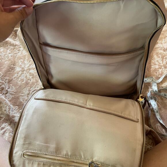 Calpak Faux Leather Backpack Tan with Whipstitch Trim in mauve - Picture 5 of 11